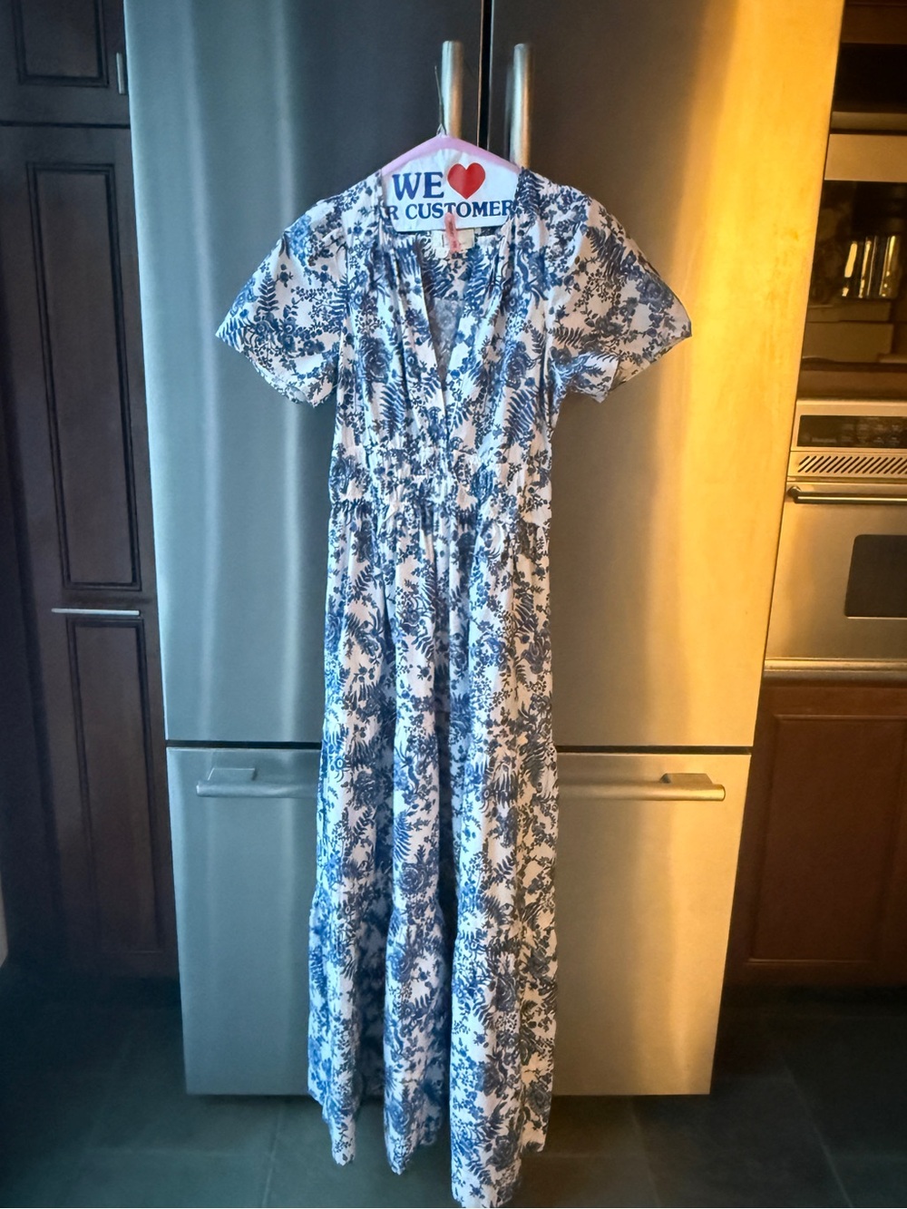 Anthropologie Maeve Somerset Maxi Dress, blue and white toile - Picture 2 of 4